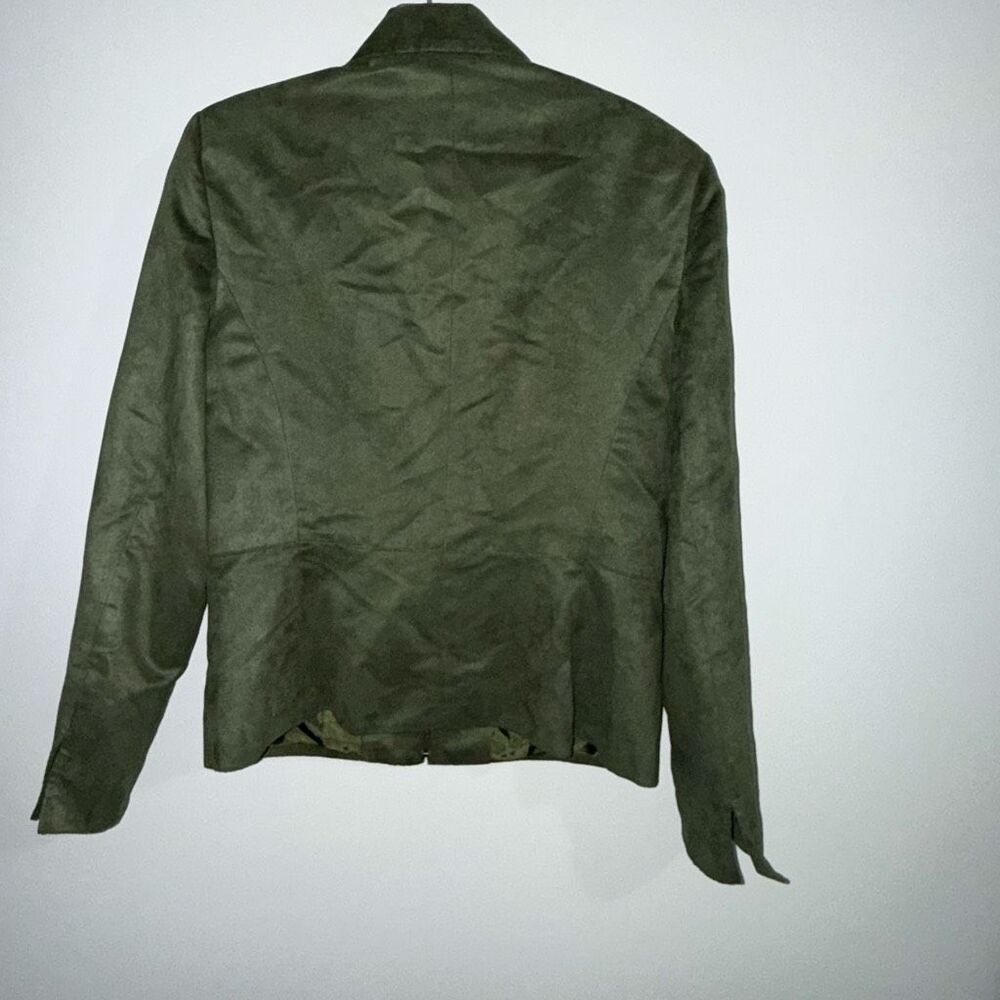 Vintage Evan-Picone Olive Faux Suede Utility Safari Jacket Zip Front‎ Size 8 - Picture 7 of 13